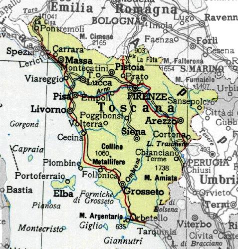 Map of Tuscany
